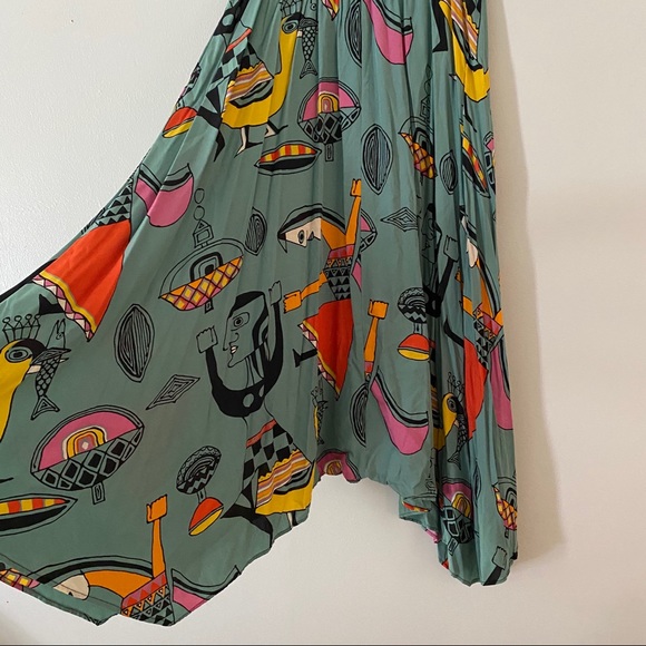 Vtg Cache Midi skirt abstract tribal Aztec people - Picture 2 of 8